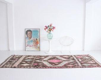 Vintage Moroccan Boujaad Runner CHOCOLATE KISS 5 ft x 9 ft / 150 x 270 cm