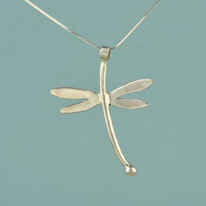 Dragonfly Pendant Necklace, Sterling Silver Dragonfly, Modern Artisan Necklace, 18 Inch Pendant Necklace
