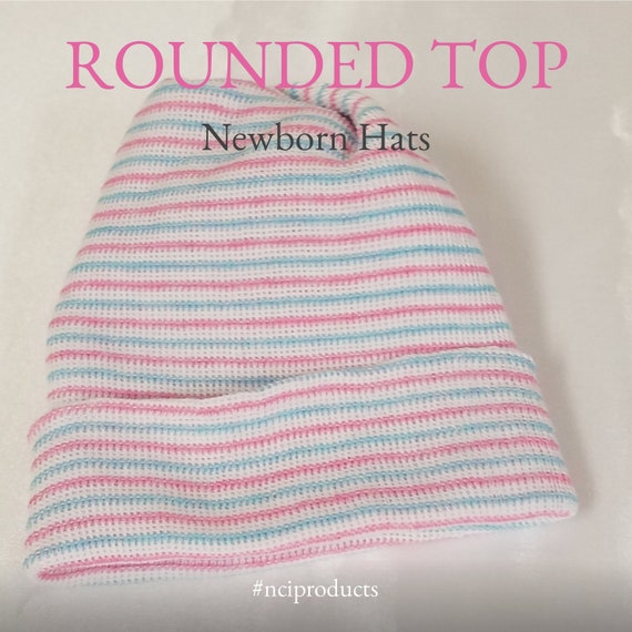 pink and blue newborn hat