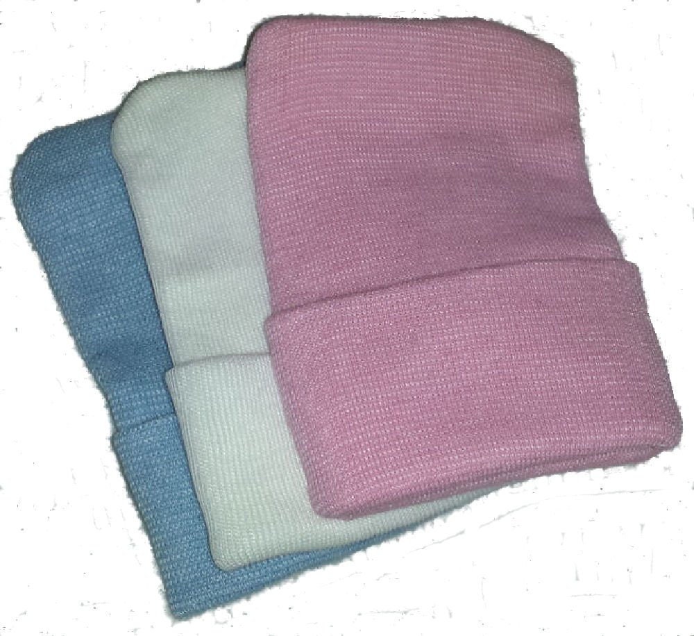Newborn Hospital Hat, Hats, 1 DZ, Blank Ready to Decorate, Baby Girl, Baby Boy, 2 Ply, Photo Hats, Cotton Poly Blend,