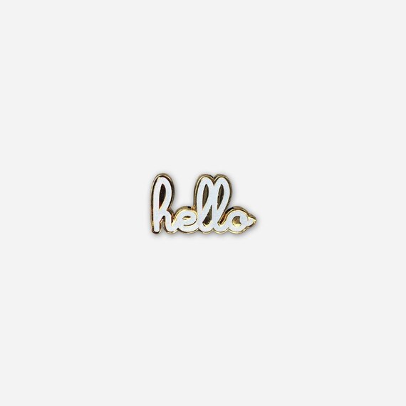 Items similar to Hello (White Glitter) NEW Soft Enamel Lapel Pin