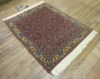 4x5 Bulgarian Design Vintage Hand-Knotted Rug 017223