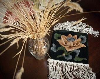 Chinese Silk Rug Mat - Lotus Flower - Stocking Stuffer, Hostess Gift, Present