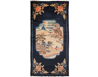 3 x 5 Antique Chinese Hand-Knotted Rug 021387