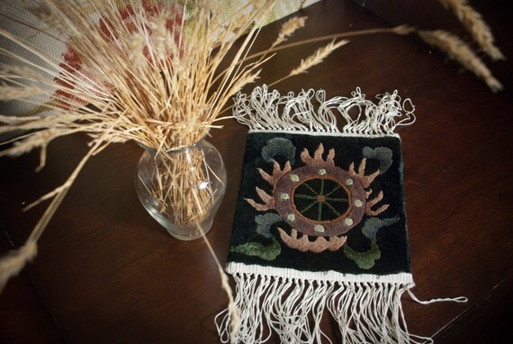 Chinese Silk Rug Mat - Wheel of Law - Stocking Stuffer, Hostess Gift, Present