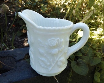 Antique Imperial White Milk Glass Creamer Pitcher, Vintage Home Decor