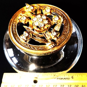 Vintage Glass & Brass Jar w/ Lid, Decorative Pot Pourri