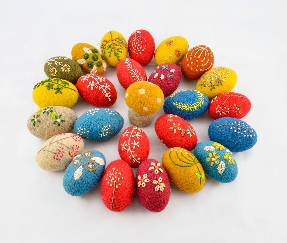 Needle Felted Easter Egg Embroidered by Hand Unique Handmade | Etsy Ireland