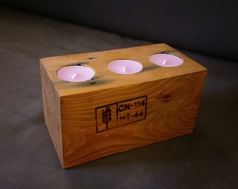 Wooden pallet block tealight holder