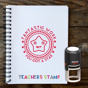 Fantastic Work leraar stempel, Leraar Stempel, Aangepaste leraar stempel, Aangepaste Stempel, Ronde Leraar Stempel, Aangepaste Office Stempel, Bibliotheek Stempel- X6