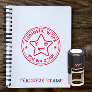 Fantastic Work leraar stempel, Leraar Stempel, Aangepaste leraar stempel, Aangepaste Stempel, Ronde Leraar Stempel, Aangepaste Office Stempel, Bibliotheek Stempel- X5