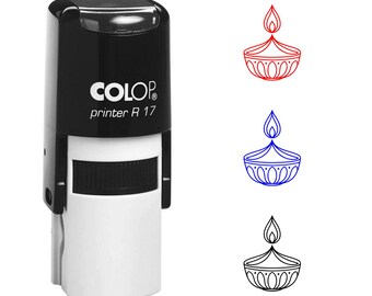 Custom 5/8'' Deepawali Self-Inking Stamp with Diya Symbol – Happy Diwali - Personalized Stamp for Festivals, Cards, and Gifts