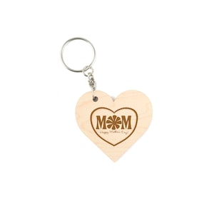 Muttertags-Schlüsselanhänger - Holzandenken mit herzlichen Zitaten - 5,5 x 5,5 x 3 mm - Danksagungsgeschenk für Mama, herzförmiger Holzanhänger - Ahorn