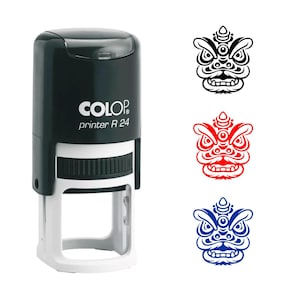 Chinees Nieuwjaar Dragon Face Symbol Zelfinktende stempel, diameter 1" - Stempel dierenriem, vakantie en doe-het-zelfprojecten