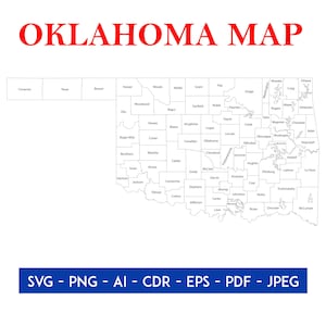 Oklahoma County State Map Outline Digital Download | USA Map Clipart Cut File | Travel Cricut Files for Svg, Png, Jpg, Pdf, Cdr, EPS, AI