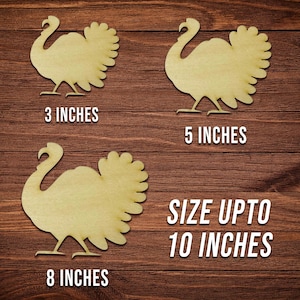 Turkey Shape Wood Cutout| Multiple Sizes | Unfinished Baltic Birch | 1/8&quot; Thick | Laser Cut DIY, Painting, Fall & Thanksgiving