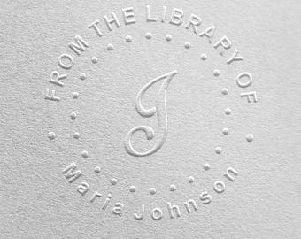 Custom Embosser Seal Hand Held Style Round Decorative Personalized Custom Embosser, From The Library Of Embosser, Design Own Embosser 1-5/8"