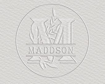 Monogram Custom Embosser, Embosser Stamp, Embosser, Custom Monogram Embosser Shiny Hand Held Embosser