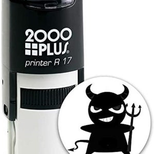 Minion Devil Cosco Round Self Inking Rubber Stamp Stock Stamp Self Ink Stamp Craft Supplies Ink Stamper- Black Ink