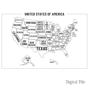 Téléchargement numérique de contour de carte des Etats-Unis | Clipart coupe fichier de carte | Fichiers Cricut de voyage pour Svg, Png, Jpg, Pdf, Cdr, EPS - Papier peint, déco, art