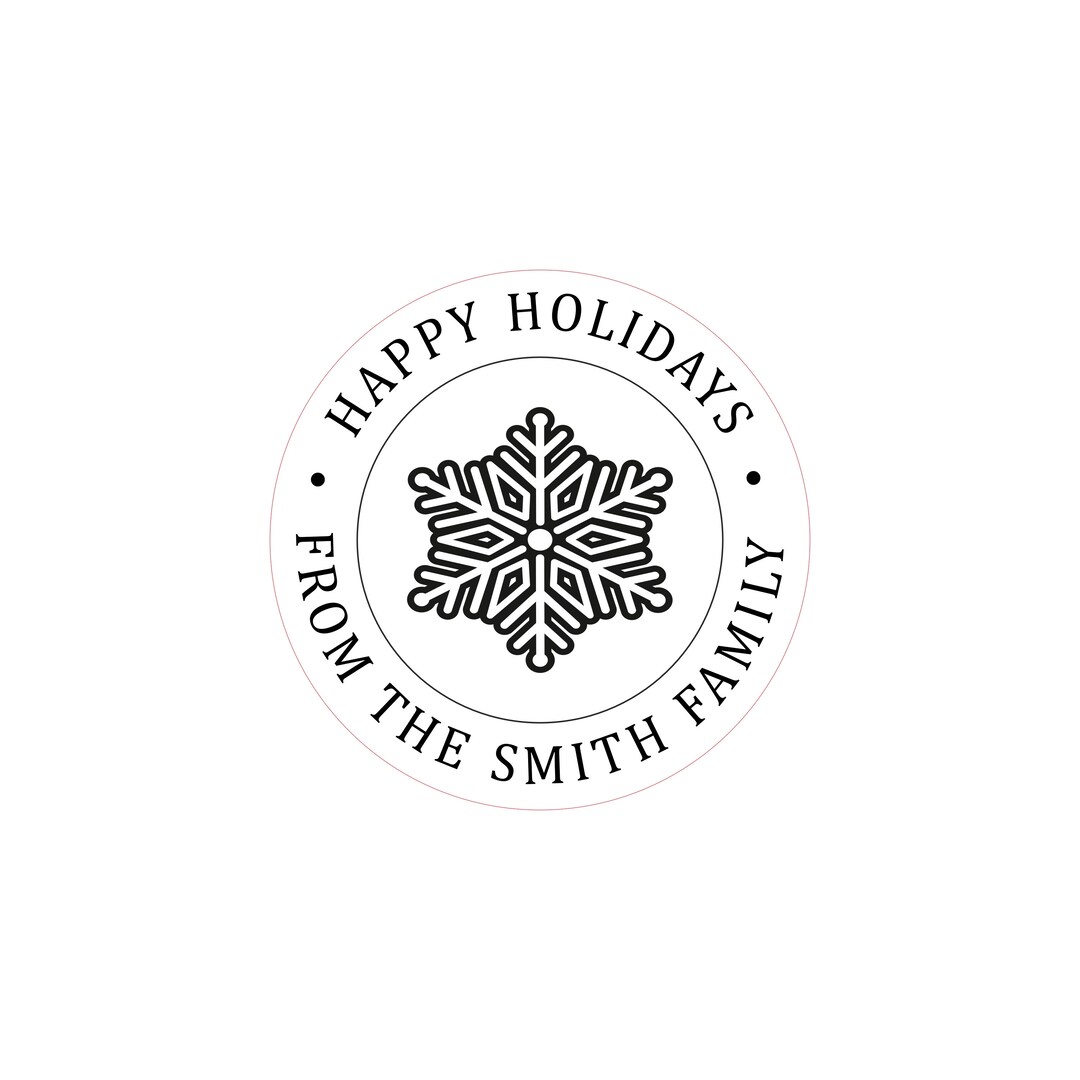 Personalized Happy Holidays Stamp With Snowflake Logo Add a Etsy