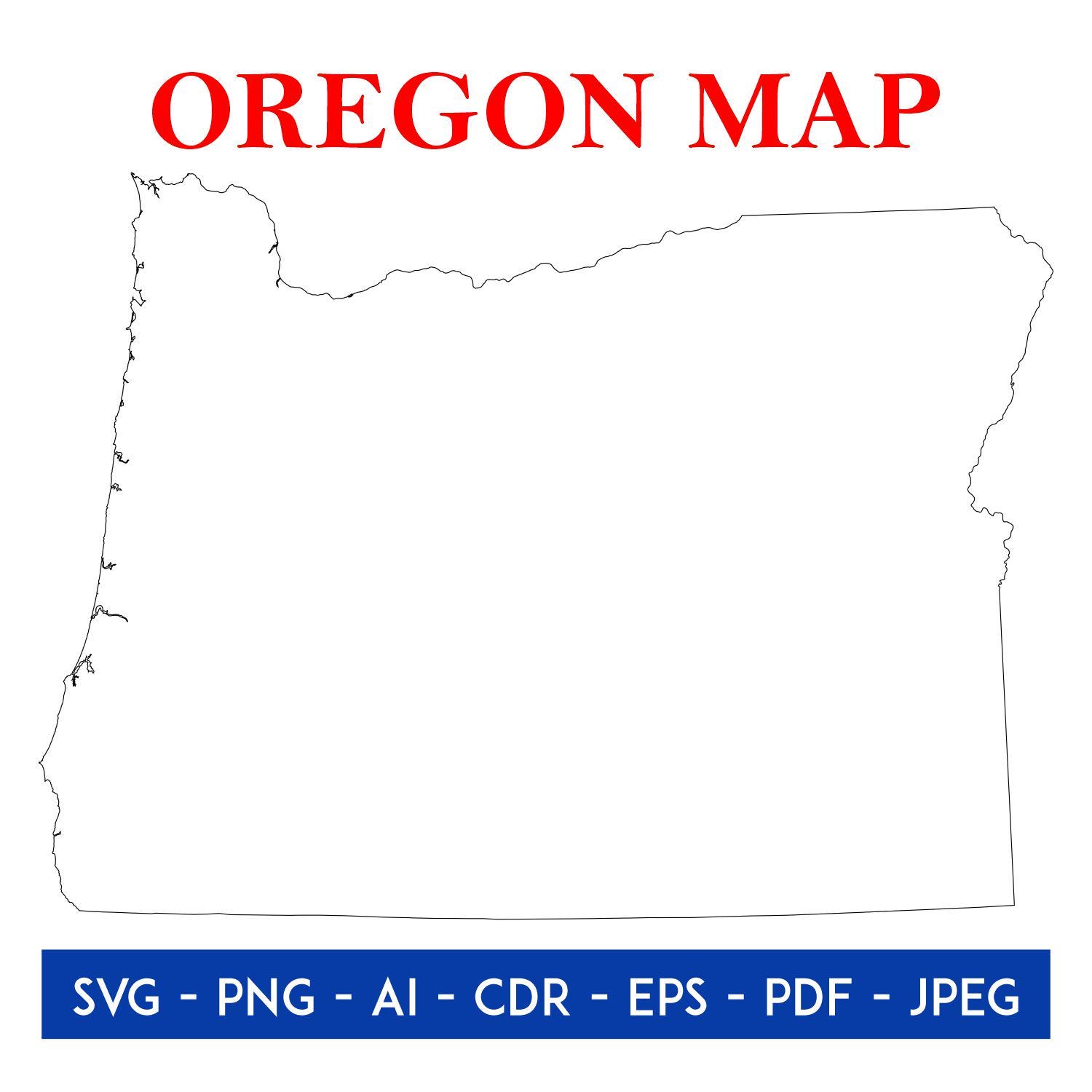 Oregon State Border Outline Map Digital Download | USA Map Clipart Cut ...