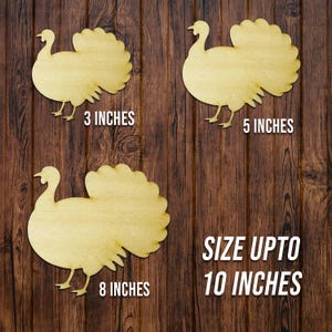 Turkey Shape Wood Cutout – Side View | Multiple Sizes | Unfinished Baltic Birch | 1/8&quot; Thick | Laser Cut DIY, Painting, Fall & Thanksgiving