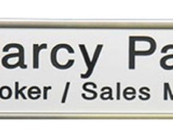 2 x 8 Inches Silver Personalized Name Plate- 5 With Name & Logo Custom Name Plate For Office, Office Name Plates Custom, Custom Name Plate