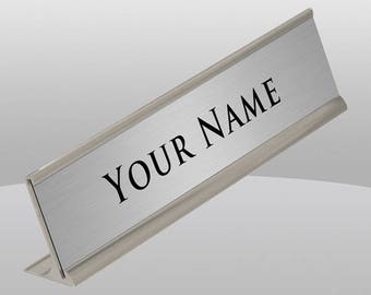 2 x 8 Inches Silver Personalized Name Plate-2 Custom Name Plate For Office, Office Name Plates Custom, Custom Name Plate, Name Plate Holder