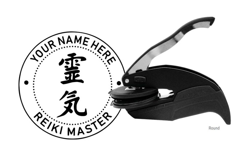 Reiki Master Round Embosser Shinyseal Hand Held Custom Etsy
