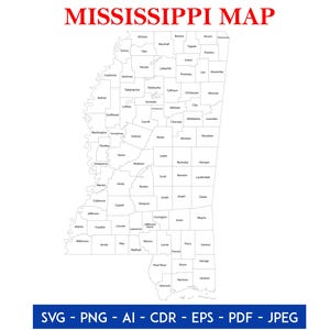 Mississippi State Map Outline Digital Download | USA Map Clipart Cut File | Travel Cricut Files for Svg, Png, Jpg, Pdf, Cdr, EPS - Deco, Art