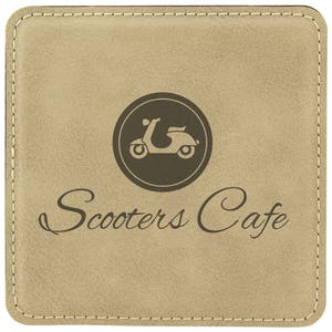 4&quot; x 4&quot; Light Brown Square Laser able Leatherette Coaster | Custom Leather Coaster | Custom Leather Engrave With Name Or Logo|Custom Coaster