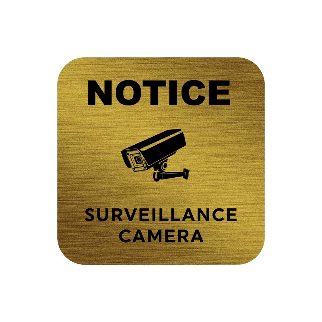 Notice: Surveillance Camera Sign – Silver & Gold Plastic Laminate With ...