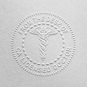 From The Desk Of Custom Round Caduceus or Medical Sign Embosser Shiny EZ-Seal medical caduceus  embosser - 1-5/8&quot; Round Embosser