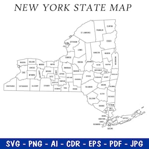 Carte muette de New York en téléchargement numérique | Clipart coupe fichier de carte | Fichiers Cricut de voyage aux États-Unis pour Svg, Png, Jpg, Pdf, Cdr, EPS - Papier peint, Déco