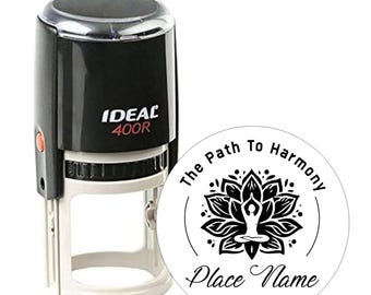 Custom Meditation Stamp - Path to Harmony with Personalized Name - 1-5/8" Round Self-Inking Stamp, Mindfulness Stamp, Wellness Stamp