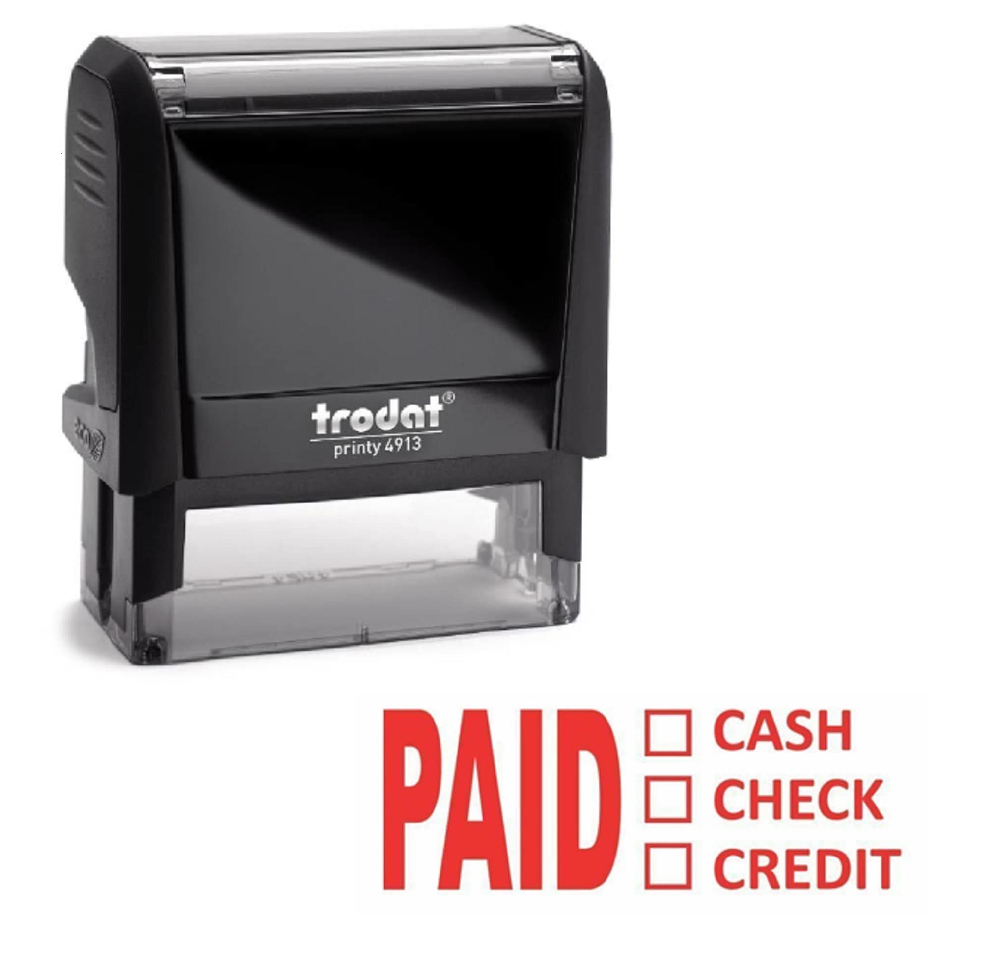 Self Inking Stamp -Trodat 4913 Paid Cash Check Credit Self Inking Rubber Stamp | Red Ink