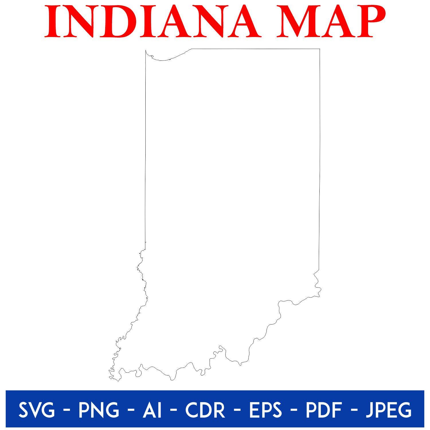 Indiana Outline County State Map Digital Download | USA Map Clipart Cut ...