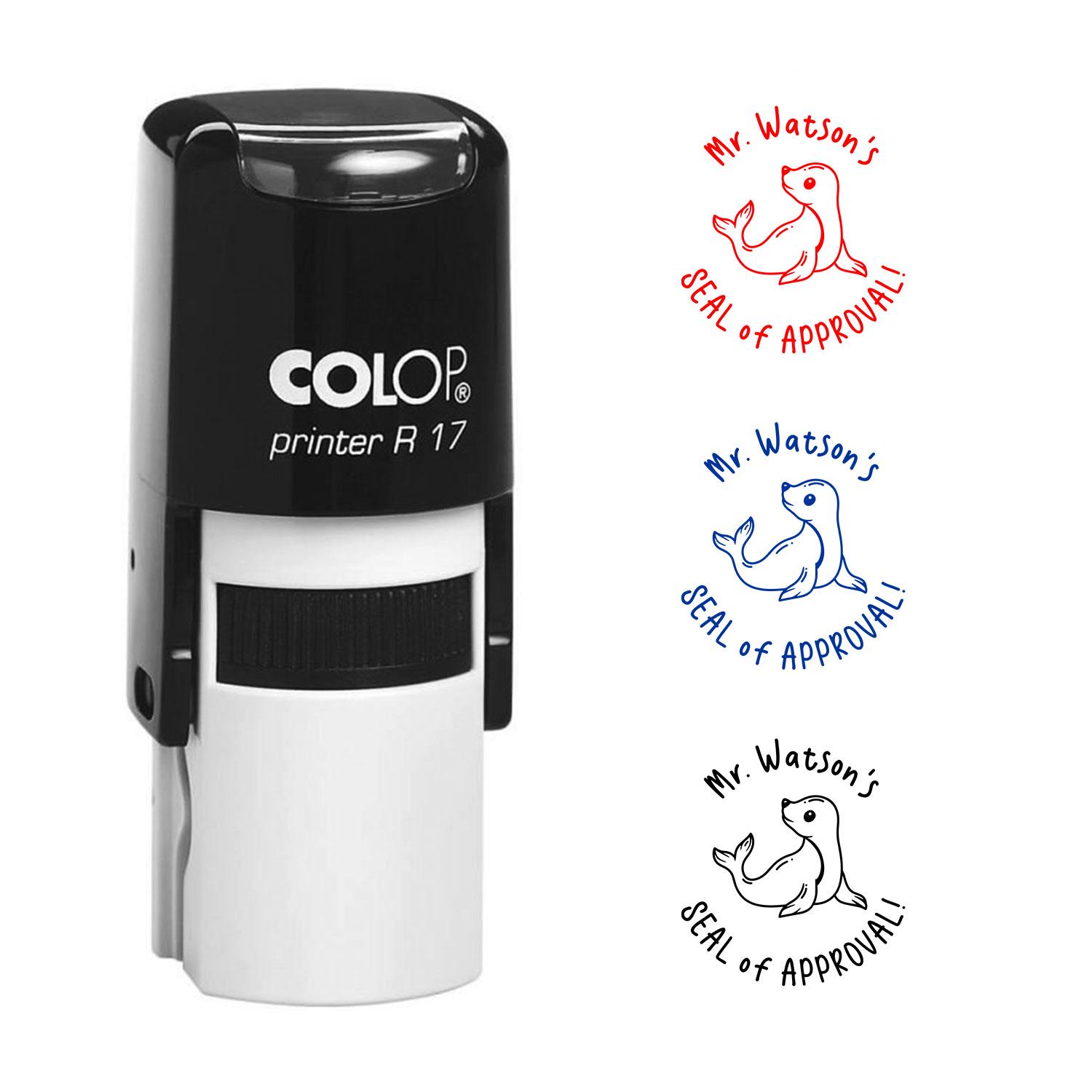 Custom Teacher Stamp - Seal of Approval - 5/8" Self-Inking Stamp for Classroom Feedback & Homework
