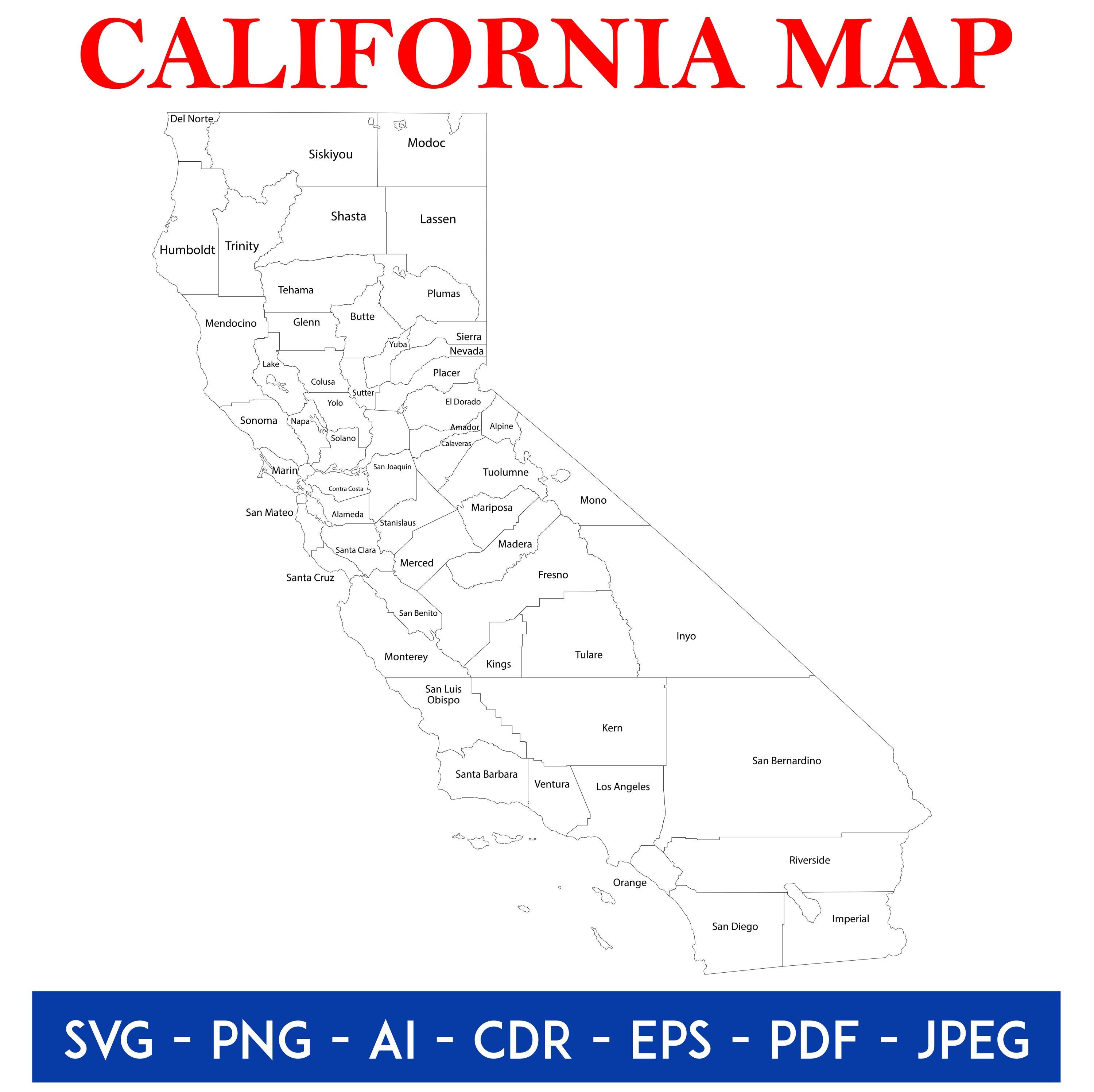 カリフォルニアの地図 - Etsy 日本