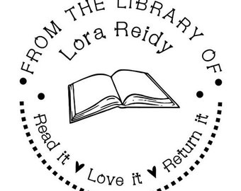 De la biblioteca de - Léelo, ámalo, devuélvelo - Sello de tinta redondo personalizado de diseñador