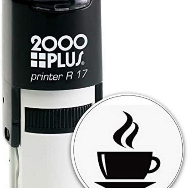Tasse fumante de café Tampon auto-encreur Tampon d’encre Stock Stamp Craft Supplies Tamponneur d’encre Cosco Round Self Inking Rubber Stamp - Encre noire
