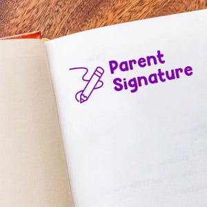 Parent Signature Teacher Stamp - Back to School Stamp - Children, Parent, Home Work, Project, Classroom Self-Inking Stamp - 3/8&quot; x 1 1/16&quot;