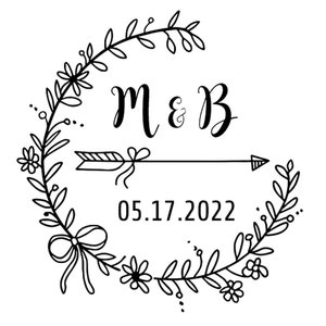 Custom Initial & Date Stamp, Custom Wedding Stamp, Wedding Stamp, Self Inking Round Stamp, Save the Date Stamp, Bridal Stamp ,Rubber Stamp