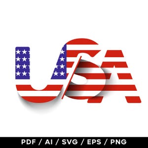 Téléchargement numérique de typographie du drapeau des États-Unis | Drapeau Clipart coupe fichier | Fichiers Cricut USA pour Svg, Png, Jpg, Pdf, Cdr, EPS - Papier peint, déco, art, sac