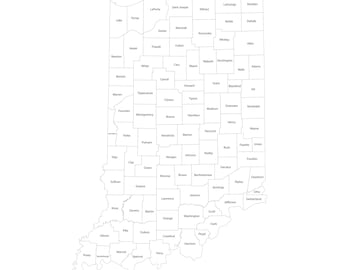 Indiana County Map Outline Digital Download | USA Map Clipart Cut File | Travel Cricut Files for Svg, Png, Jpg, Pdf, Cdr, EPS - Deco, Art