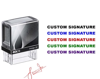 Custom Signature Self-Inking Stamp – 9/16" x 1-1/2" Impression | Office Stock Rubber Stamp | Clean, Re-Inkable