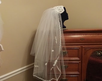 Bridal vintage headpiece Juliet cap and veil vintage