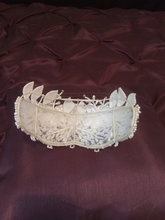 Vintage bridal headpiece, pearl crown, bridal tia… - image 6