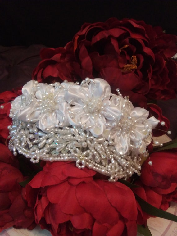 Vintage bridal headpiece, pearl crown, bridal tia… - image 2